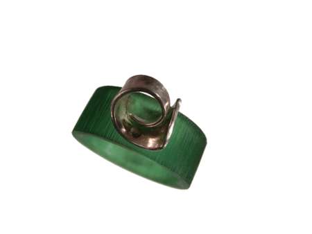 Akryl silver ring smaragd grön