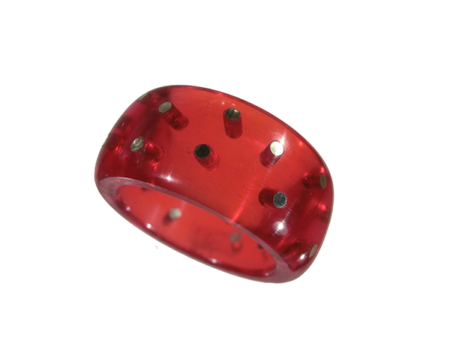 Ring akryl silverstift röd